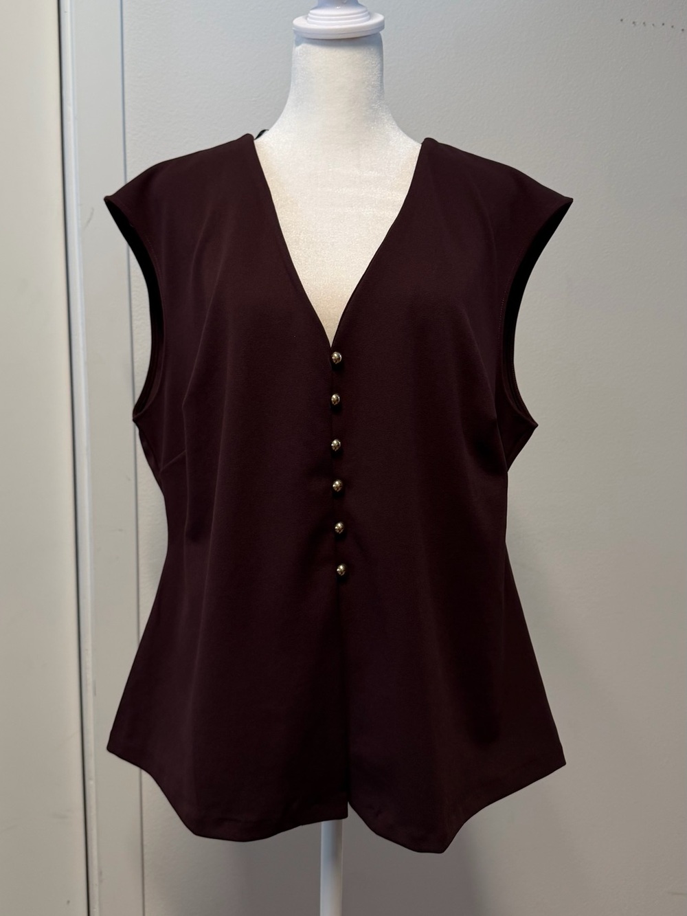 H&M Women’s Sleeveless Business Casual Top XL Burgundy Wine V Neck NWT